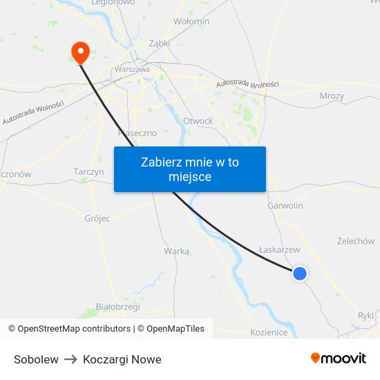 Sobolew to Koczargi Nowe map