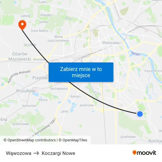 Wąwozowa to Koczargi Nowe map