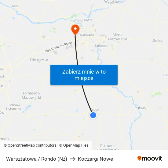 Warsztatowa / Rondo (Nż) to Koczargi Nowe map