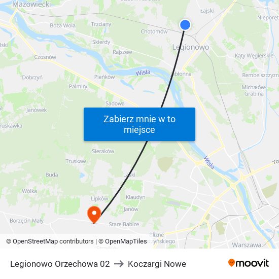 Legionowo Orzechowa 02 to Koczargi Nowe map