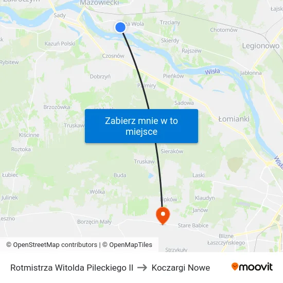 Rotmistrza Witolda Pileckiego II to Koczargi Nowe map