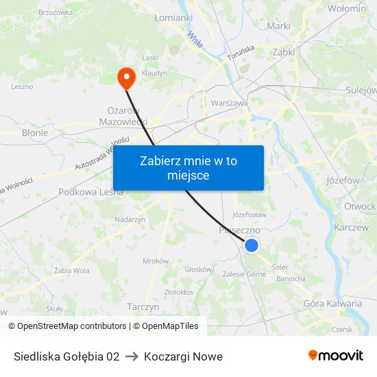 Siedliska Gołębia 02 to Koczargi Nowe map