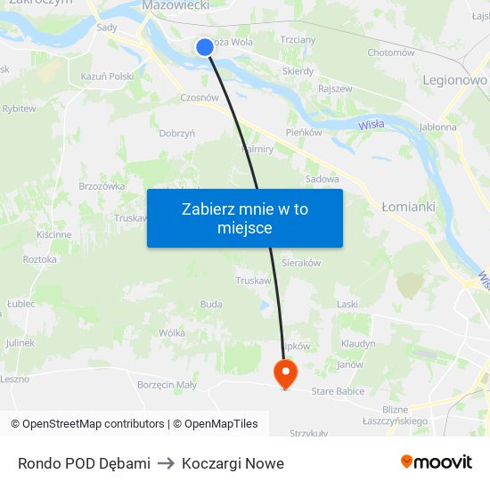 Rondo POD Dębami to Koczargi Nowe map