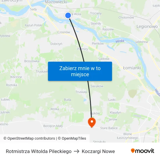 Rotmistrza Witolda Pileckiego to Koczargi Nowe map