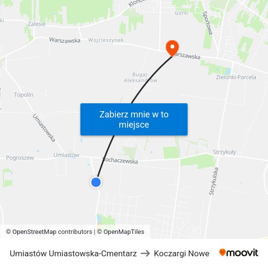 Umiastów Umiastowska-Cmentarz to Koczargi Nowe map