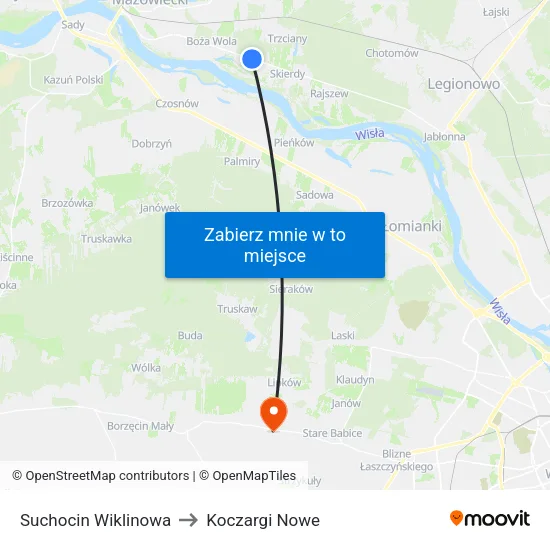 Suchocin Wiklinowa to Koczargi Nowe map