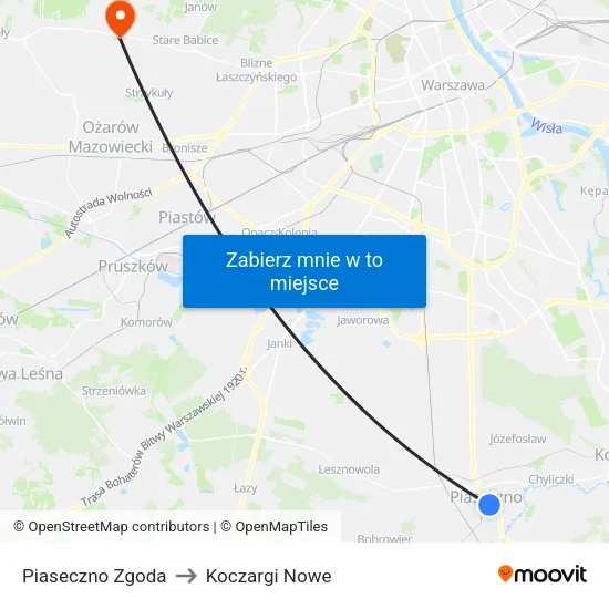 Piaseczno Zgoda to Koczargi Nowe map