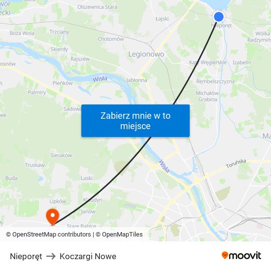 Nieporęt to Koczargi Nowe map