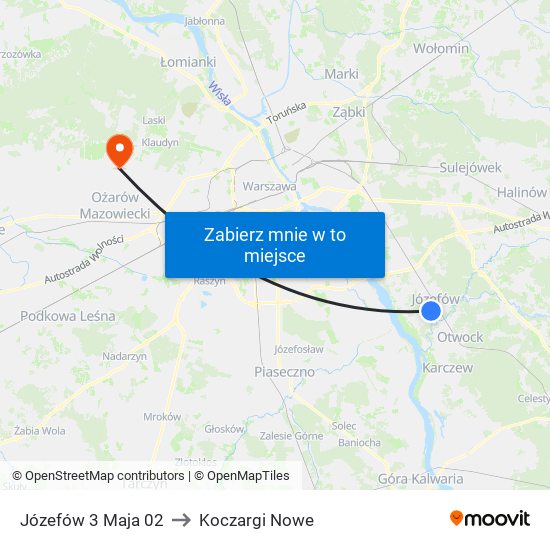 Józefów 3 Maja 02 to Koczargi Nowe map