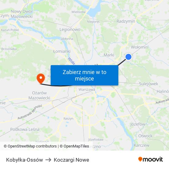 Kobyłka-Ossów to Koczargi Nowe map