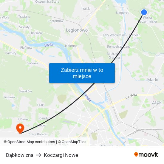 Dąbkowizna to Koczargi Nowe map