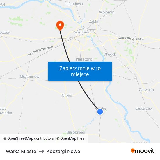 Warka Miasto to Koczargi Nowe map