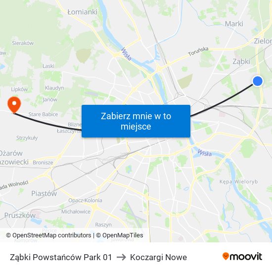 Ząbki Powstańców Park 01 to Koczargi Nowe map