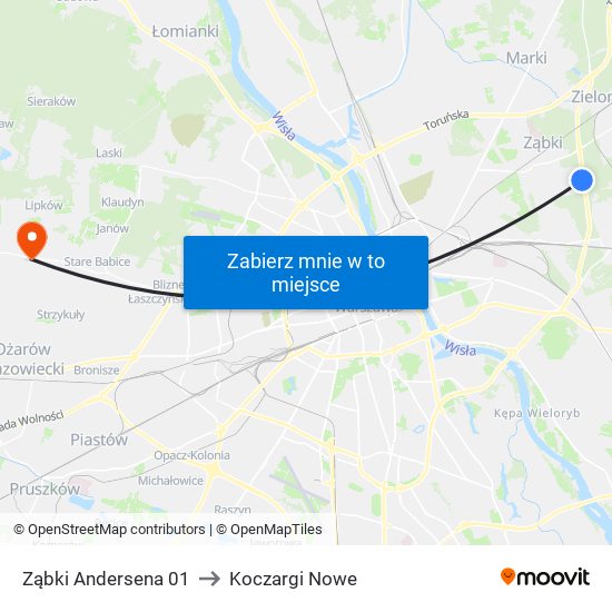 Ząbki Andersena 01 to Koczargi Nowe map