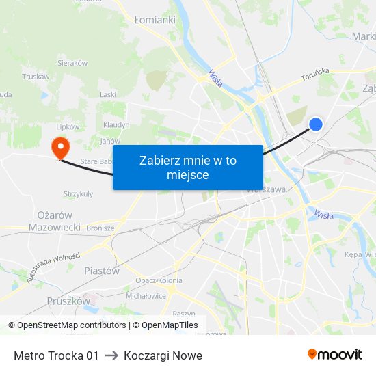 Metro Trocka 01 to Koczargi Nowe map