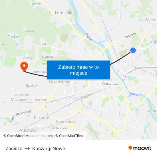 Zacisze to Koczargi Nowe map