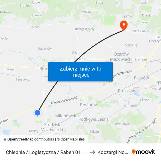 Chlebnia / Logistyczna / Raben 01 (Nż) to Koczargi Nowe map