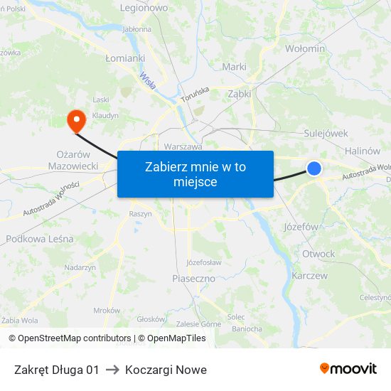 Zakręt Długa 01 to Koczargi Nowe map