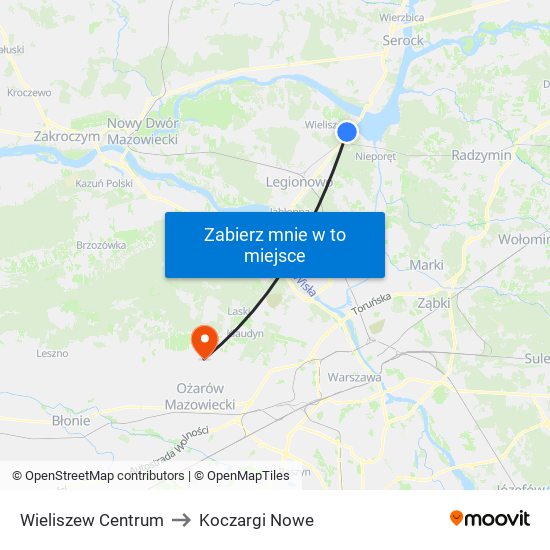 Wieliszew Centrum to Koczargi Nowe map