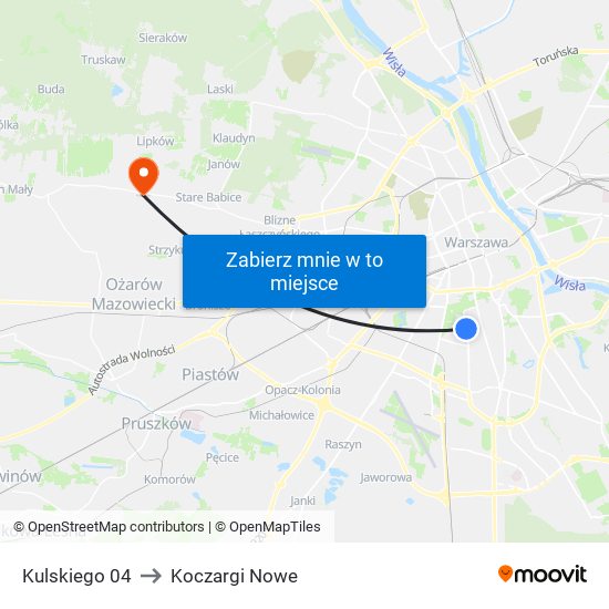 Kulskiego 04 to Koczargi Nowe map