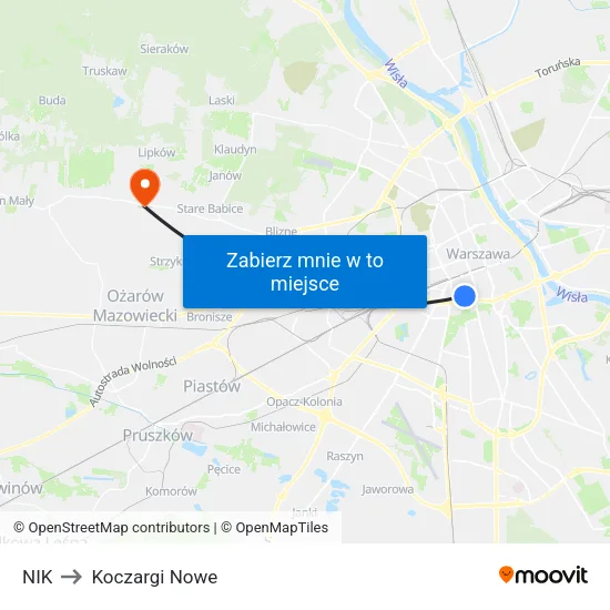 NIK to Koczargi Nowe map