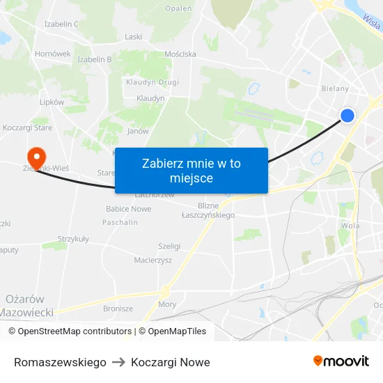 Romaszewskiego to Koczargi Nowe map