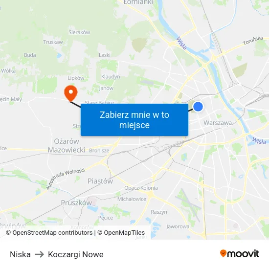 Niska to Koczargi Nowe map