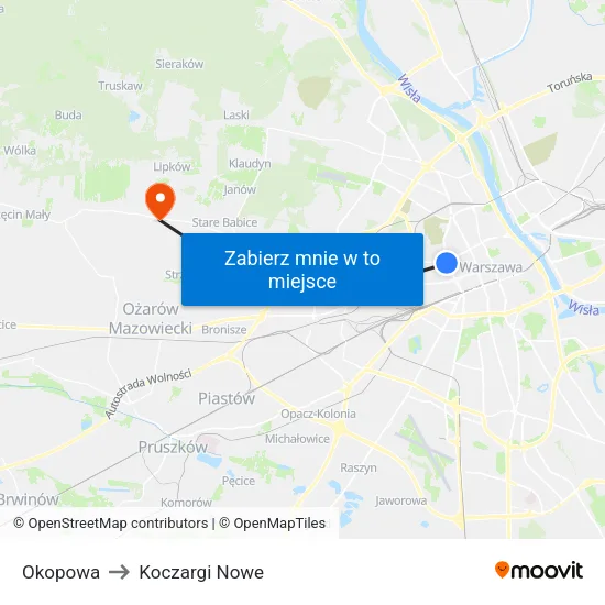 Okopowa to Koczargi Nowe map