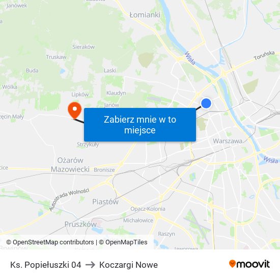 Ks. Popiełuszki 04 to Koczargi Nowe map