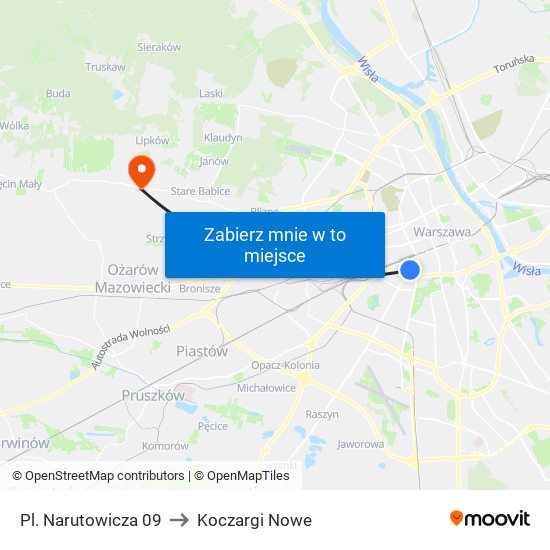 Pl. Narutowicza 09 to Koczargi Nowe map