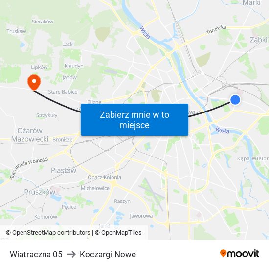 Wiatraczna 05 to Koczargi Nowe map