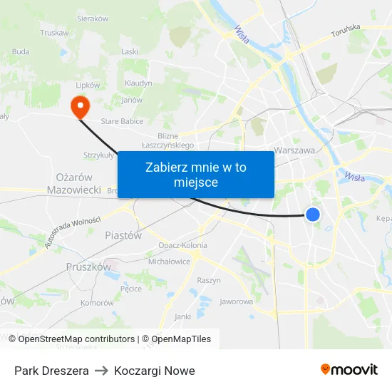 Park Dreszera to Koczargi Nowe map