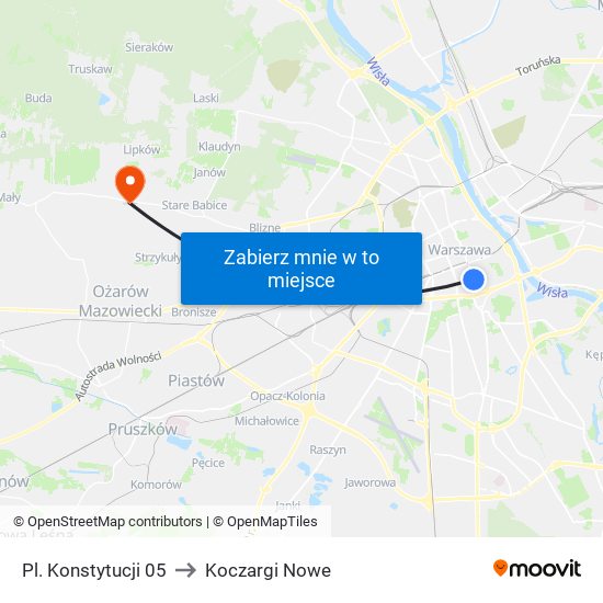 Pl. Konstytucji to Koczargi Nowe map