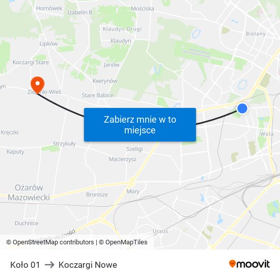 Koło 01 to Koczargi Nowe map