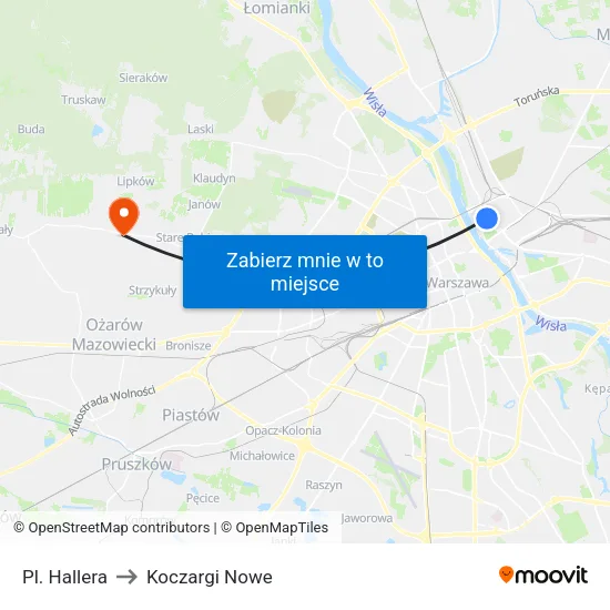 Pl. Hallera to Koczargi Nowe map