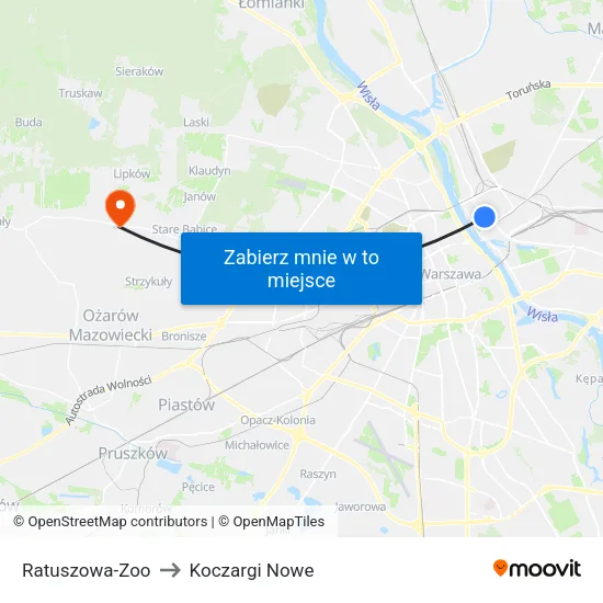 Ratuszowa - Zoo to Koczargi Nowe map