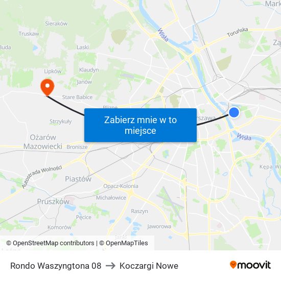 Rondo Waszyngtona 08 to Koczargi Nowe map