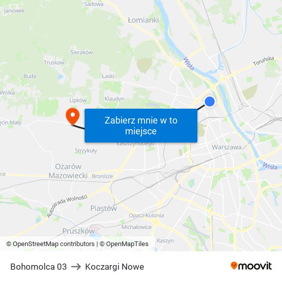 Bohomolca 03 to Koczargi Nowe map