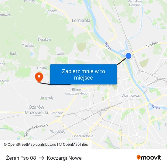 Żerań Fso 08 to Koczargi Nowe map