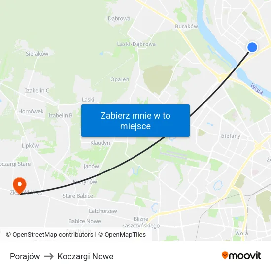 Porajów to Koczargi Nowe map
