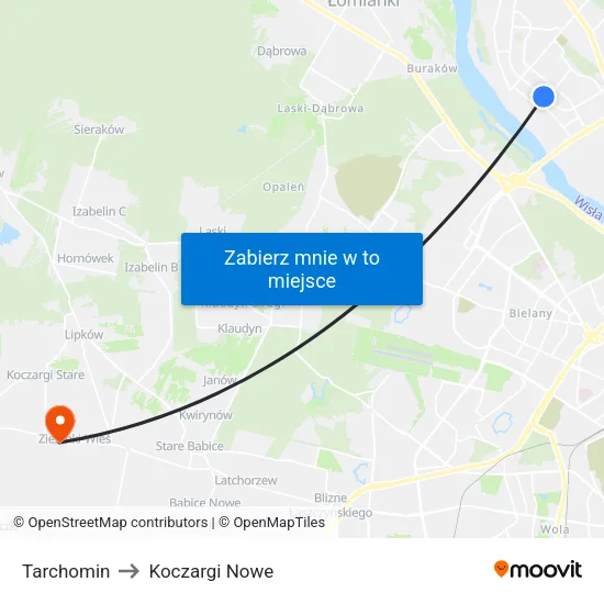 Tarchomin to Koczargi Nowe map