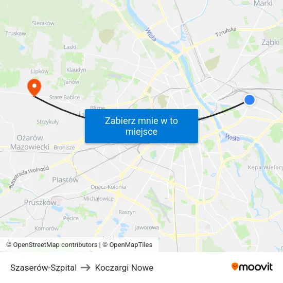 Szaserów - Szpital to Koczargi Nowe map