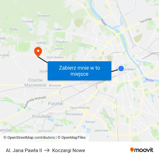 Al. Jana Pawła II to Koczargi Nowe map