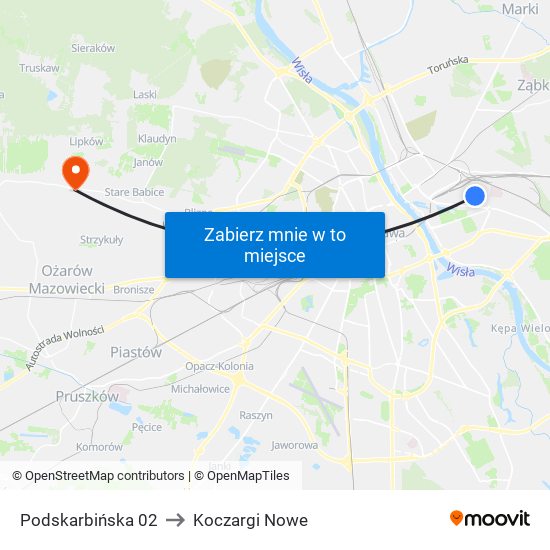 Podskarbińska 02 to Koczargi Nowe map