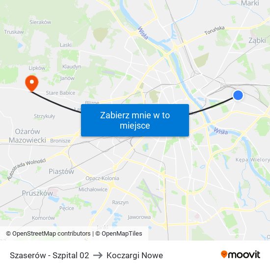 Szaserów - Szpital 02 to Koczargi Nowe map