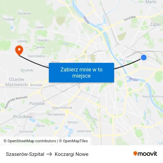 Szaserów - Szpital to Koczargi Nowe map