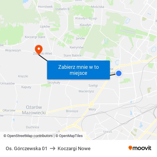 Os. Górczewska 01 to Koczargi Nowe map