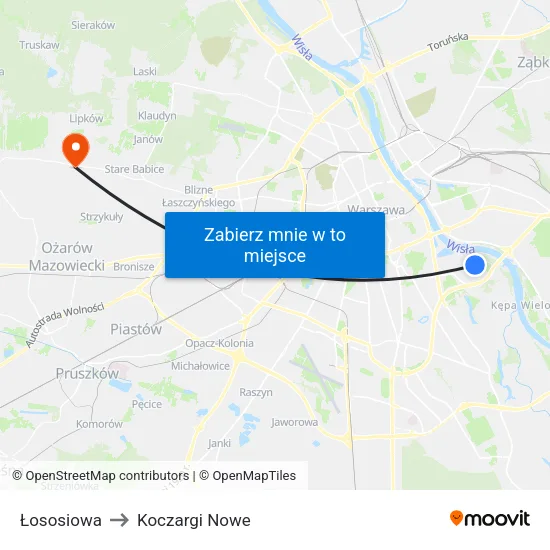 Łososiowa to Koczargi Nowe map