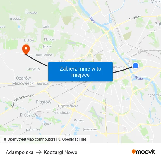 Adampolska to Koczargi Nowe map
