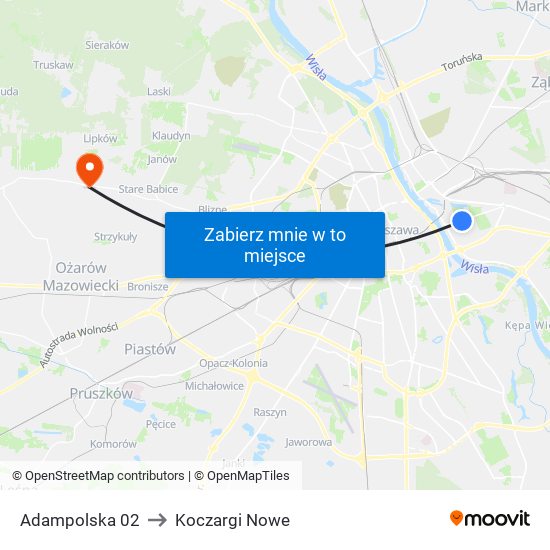 Adampolska to Koczargi Nowe map